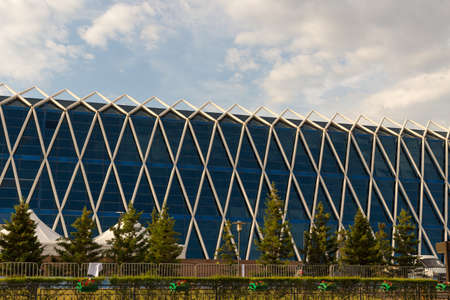 Astana, Kazakhstan - 11. 06. 2019: Walking through the city with a camera and photographs of various skyscrapers. The new capital of Kazakhstan is Astana.の写真素材