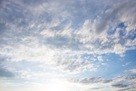 blue sky background with tiny clouds. panoramaの写真素材