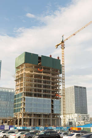 Astana, Kazakhstan - 11. 06. 2019: Walking through the city with a camera and photographs of various skyscrapers. The new capital of Kazakhstan is Astana.のeditorial素材