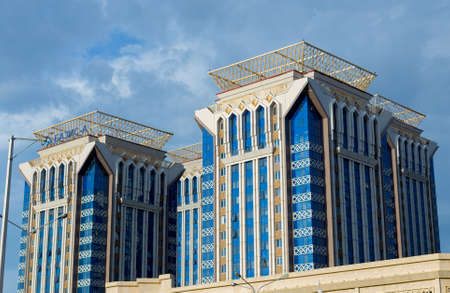 Astana, Kazakhstan - 11. 06. 2019: Walking through the city with a camera and photographs of various skyscrapers. The new capital of Kazakhstan is Astana.のeditorial素材