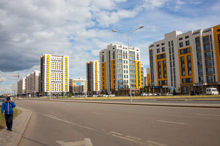 Nur-Sultan, Kazakhstan - June 16, 2019: Skyscrapers in the mini-town of Nova Cityのeditorial素材