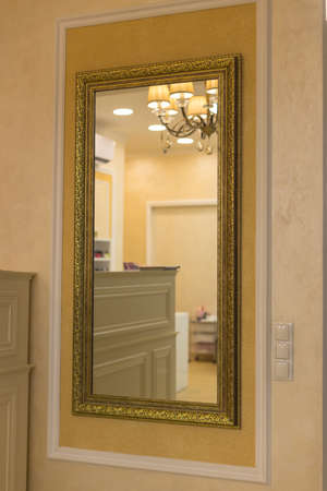 Exquisite Golden Mirror Frame for Wall Mirrorの写真素材