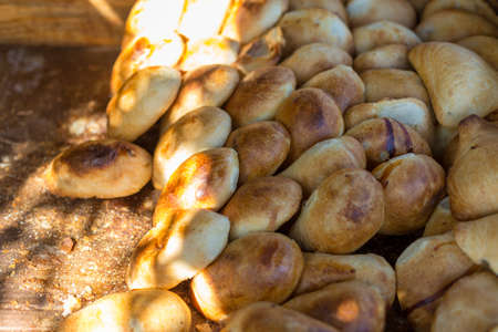 hot, fresh samsa or samsa, national dishes of the population of Central Asia.の写真素材