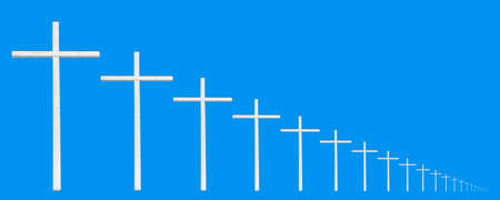 endless christian cross on a blue backgroundの写真素材