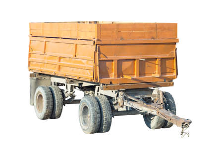 Farm trailer isolated on white backgroundの写真素材