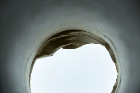 bright light through a cardboard tubeの写真素材