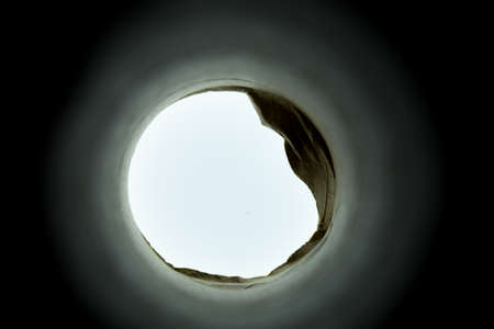 bright light through a cardboard tubeの写真素材