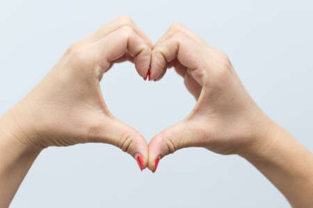 Several female gestures, on a white background.の写真素材