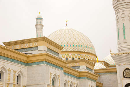 Nursultan, Kazakhstan. 06/14/2019. The beautiful white mosque of Hazret Sultan, the largest mosque in Central Asia.のeditorial素材