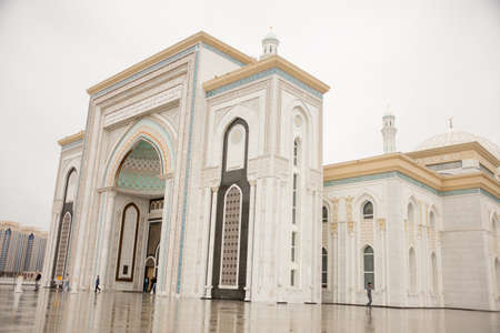 Nursultan, Kazakhstan. 06/14/2019. The beautiful white mosque of Hazret Sultan, the largest mosque in Central Asia.のeditorial素材