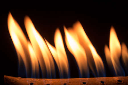 fire flames on black backgroundの写真素材