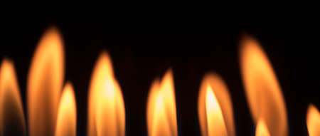 fire flames on black backgroundの写真素材