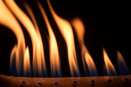 fire flames on black backgroundの写真素材