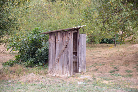 old wooden toilet in the villageの写真素材