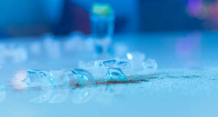 ice cubes for drinks on the tableの写真素材