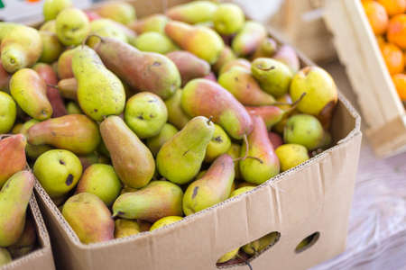 different fruits in the supermarketの写真素材