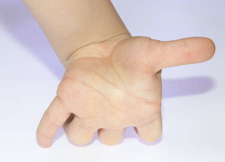 flexible human fingers on a white backgroundの写真素材