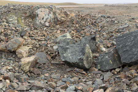 beautiful mountain stone quarry on the passの写真素材