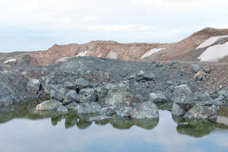 beautiful mountain stone quarry on the passの写真素材