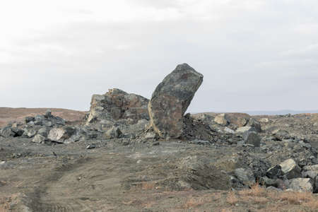 beautiful mountain stone quarry on the passの写真素材