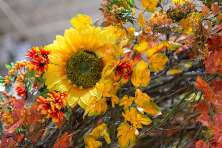 artificial decorative different flowers, beautiful backgroundの写真素材