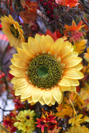 artificial decorative different flowers, beautiful backgroundの写真素材