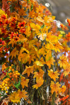 artificial decorative different flowers, beautiful backgroundの写真素材