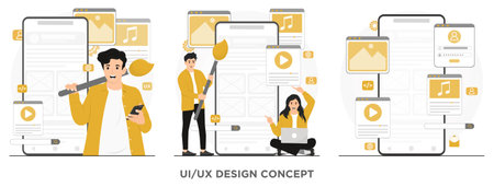 Flat vector ui/ux ui ux design concept illustrator