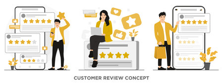 Flat vector customer review complain feedback concept illustrationのイラスト素材