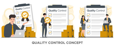 Quality control concept product Iso 9001 certification vector illustrationのイラスト素材