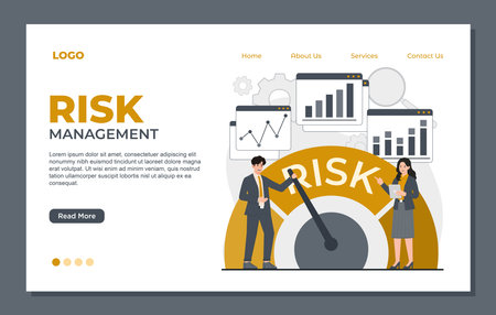 Flat design concept of risk management website landing page template. Vector illustrationのイラスト素材