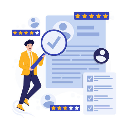 Customer review concept. Vector illustration in flat style. Customer review concept.のイラスト素材