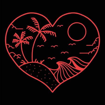 love beach line art designのイラスト素材