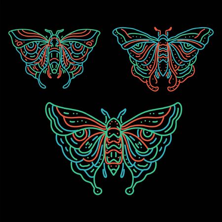 butterfly line art design packのイラスト素材