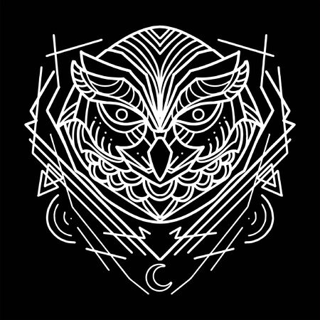 owl line art vector designのイラスト素材