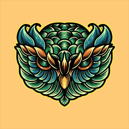 owl head illustration designのイラスト素材