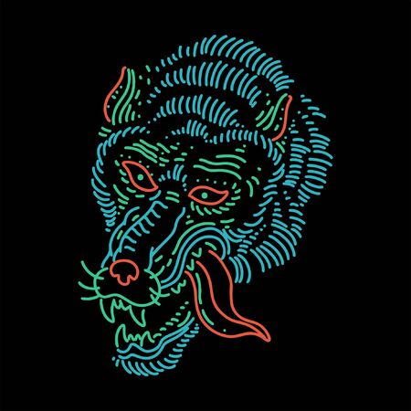 wolf tattoo line art designのイラスト素材