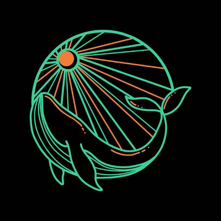 whale line art vector designのイラスト素材