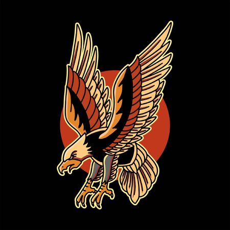 eagle oldschool tattoo designのイラスト素材