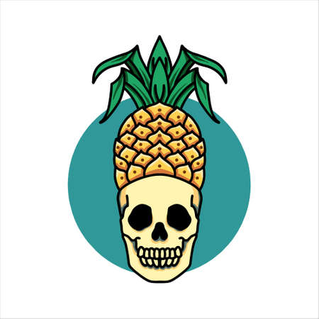 pineapple skull vector designのイラスト素材