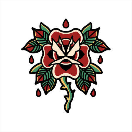 rose tattoo vector designのイラスト素材