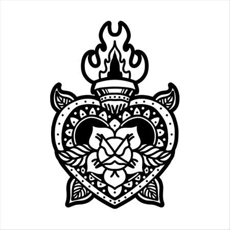 burning heart vector designのイラスト素材
