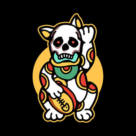 skull maneki neko vector designのイラスト素材