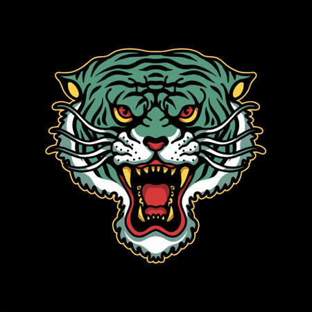 tiger head tattoo vector designのイラスト素材