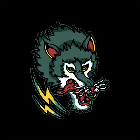 wolf tattoo vector designのイラスト素材