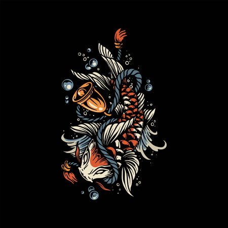 oriental koi tattoo vector designのイラスト素材