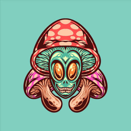 alien mushroom illustration vector designのイラスト素材