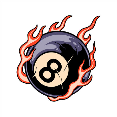 flaming eight ball tattoo vector designのイラスト素材