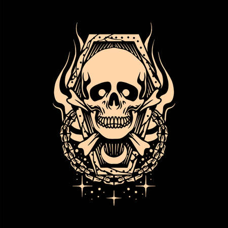 coffin skull tattoo vector designのイラスト素材