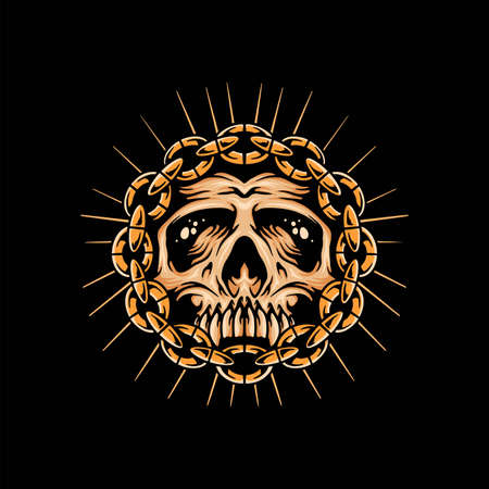 skull chains tattoo vector designのイラスト素材
